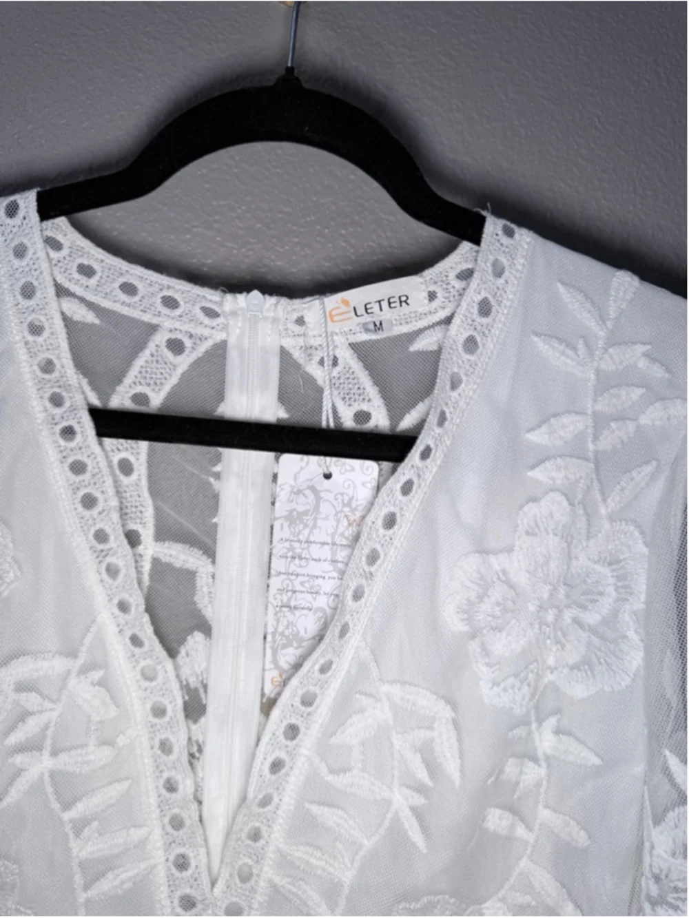 Women's NWT Eleter White Lace Floral Romper M